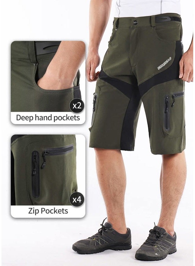 BERGRISAR Cycling Shorts Mens MTB Mountain Bike Cycle Shorts Baggy Cycling Bottoms with 6 Pockets 1806BG Army Green Size Small - Image 5