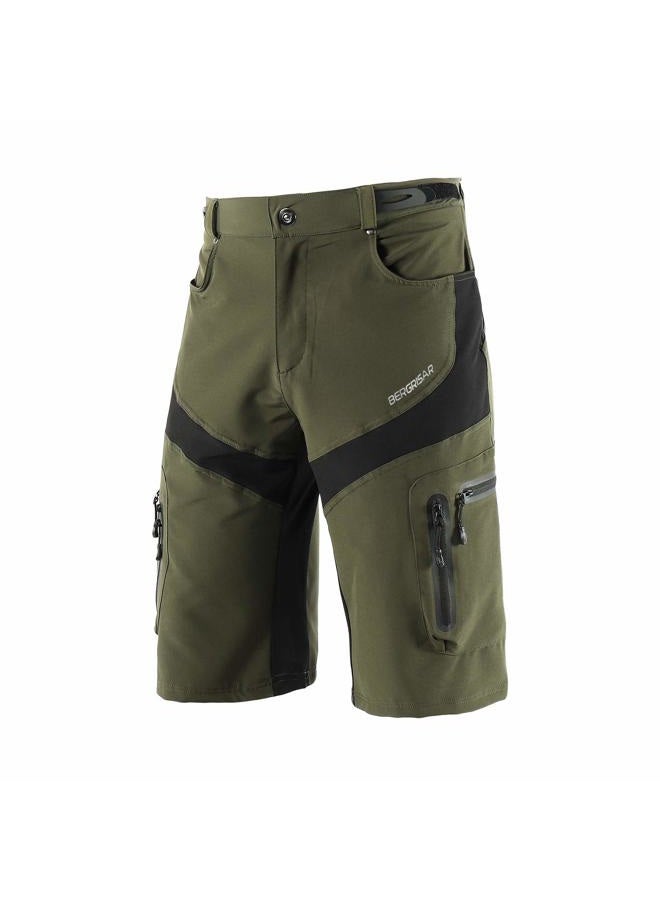 BERGRISAR Cycling Shorts Mens MTB Mountain Bike Cycle Shorts Baggy Cycling Bottoms with 6 Pockets 1806BG Army Green Size Small - Image 1