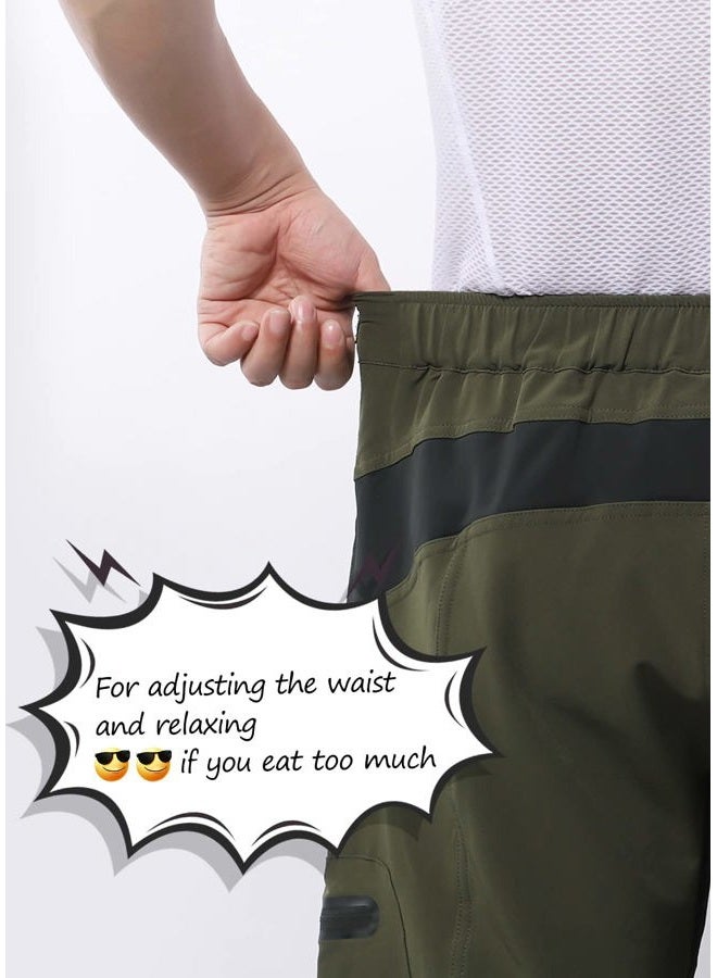 BERGRISAR Cycling Shorts Mens MTB Mountain Bike Cycle Shorts Baggy Cycling Bottoms with 6 Pockets 1806BG Army Green Size Small - Image 3