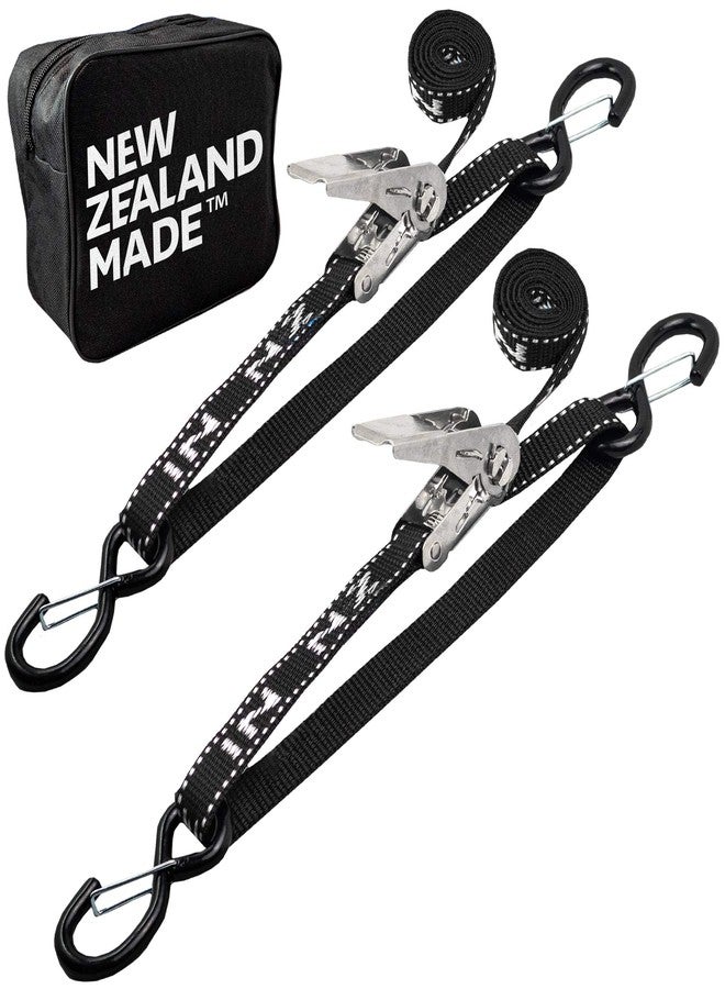 AEROFAST Stainless Boat Tie Down Straps to Trailer (Pack of 2) - 2,400lbs Break - 1" x 2.5’ Heavy Duty Ratchet Boat Straps UV Treated - Made in New Zealand - Image 1