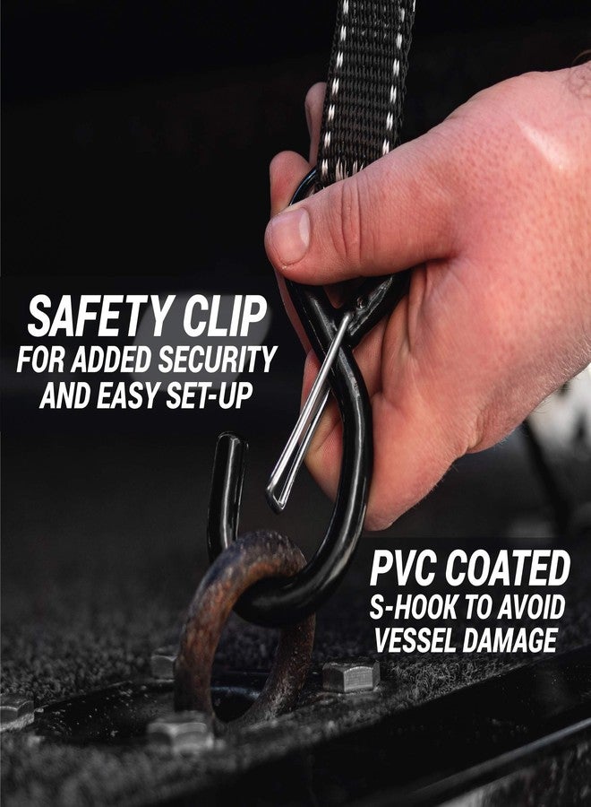AEROFAST Stainless Boat Tie Down Straps to Trailer (Pack of 2) - 2,400lbs Break - 1" x 2.5’ Heavy Duty Ratchet Boat Straps UV Treated - Made in New Zealand - Image 4