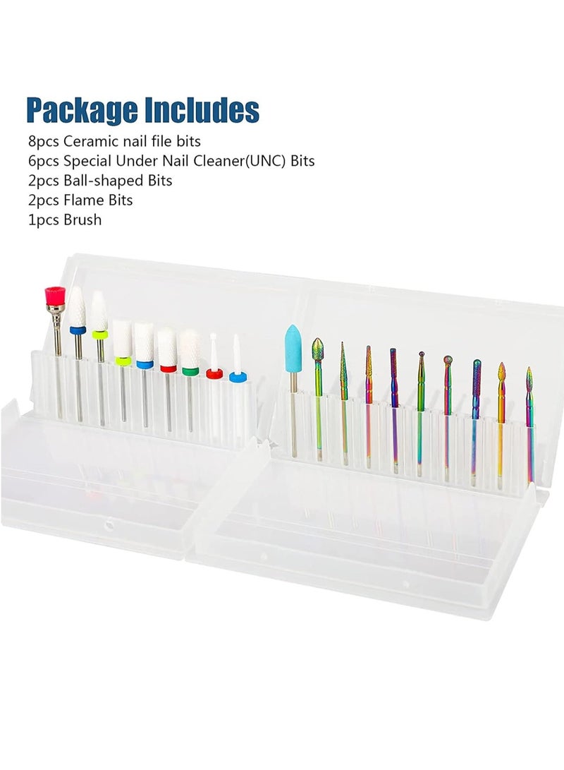 MIXDE 19pcs Nail Drill Bits Sets,3/32 Inch Diamond Cuticle Electric Nail File and Ceramic Acrylic Gel Nail Bit Kit,Acrylic Nail Art Tools,Carbide Cuticle Remover Bits for Manicure Pedicure - Image 5