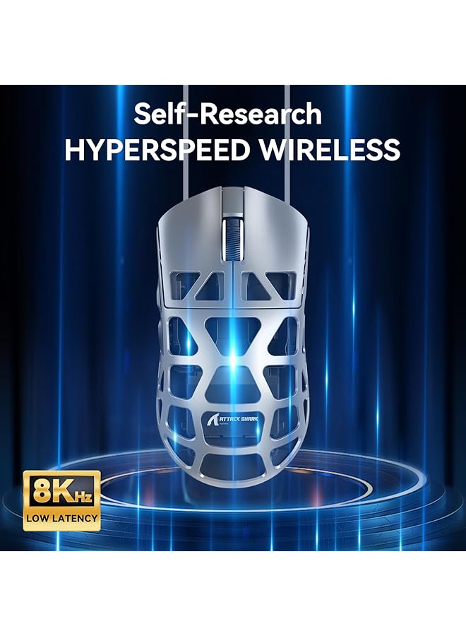 Attack Shark R3 Magnesium Alloy Mouse Wireless 8K Mouse 46G Superlight Mouse Pixart Paw3395 Gaming Sensor Bt/2.4G/Wired Gaming Mouse Adjustable Dpi 26000 Office Mice For Win11/Xbox/Ps - Image 5