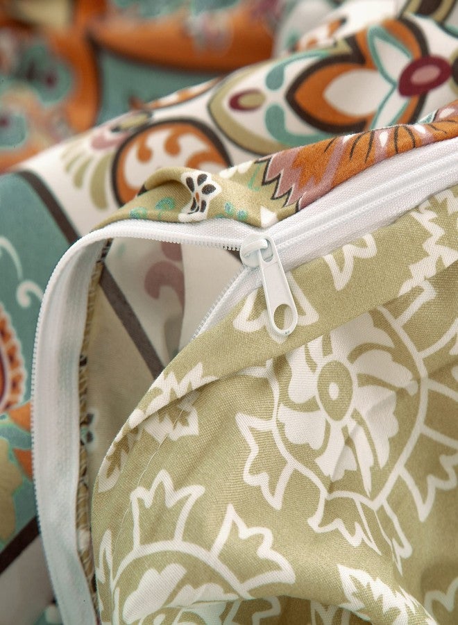 DaDa Bedding Bohemian Duvet Cover w/Pillow Cases - Reversible Coral Teal Floral Paisley Botanical Garden Party - Bright Vibrant Multi-Colorful Blue Salmon Pink - Cal King - 3-Pieces - Image 4