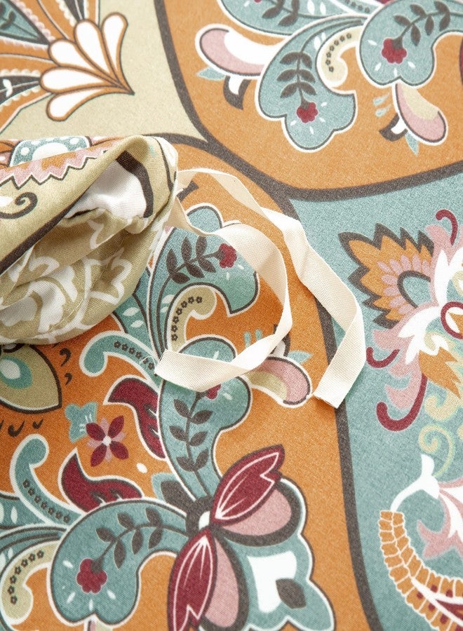 DaDa Bedding Bohemian Duvet Cover w/Pillow Cases - Reversible Coral Teal Floral Paisley Botanical Garden Party - Bright Vibrant Multi-Colorful Blue Salmon Pink - Cal King - 3-Pieces - Image 3