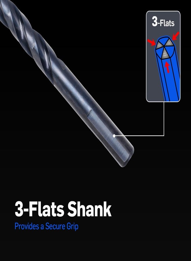 Bestwork 3-Flute Cobalt Drill Bit Set, M35 Metal Drill Bits for Metal and Steel, Oxynitride Coated, 3-Flats Shank, 135 Degree Split Point, for Hardened Steel, Stainless Steel, 17-Piece, 1/16"-3/8" - Image 4