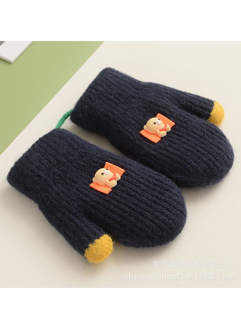 Loquat Suitable For Kids Solid Knit Gloves 