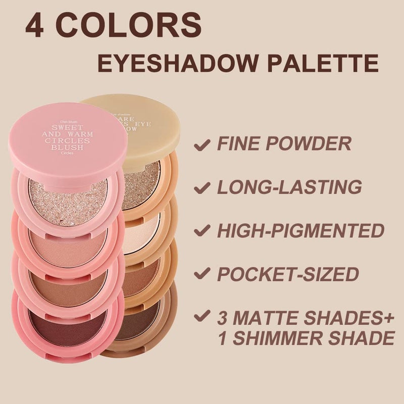 Erinde لوحة ظلال عيون إيريندي 4 ألوان، رباعي غير لامع، عالي الصبغة، طويل الأمد، قابل للدمج بشكل فائق، ألوان غنية بملمس مخملي مع مرآة، رائعة للسفر M03# - Image 4