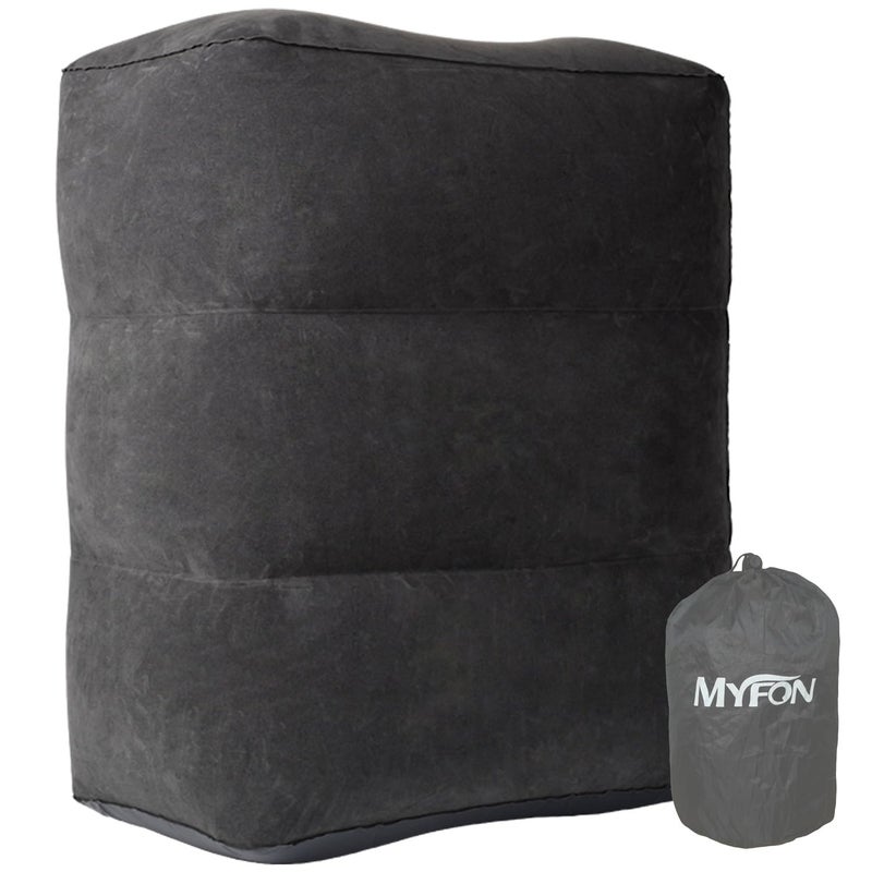 MYFON Inflatable Travel Foot Rest Pillow, Adjustable Height Leg Rest Pillow for Cars, Home, Office, Trains, Airplane, Make a Flat Bed for Baby, Kids, Toddlers, Grey, 1 Pack - Image 1