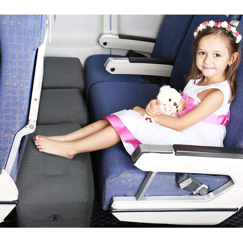 MYFON Inflatable Travel Foot Rest Pillow, Adjustable Height Leg Rest Pillow for Cars, Home, Office, Trains, Airplane, Make a Flat Bed for Baby, Kids, Toddlers, Grey, 1 Pack - Image 4