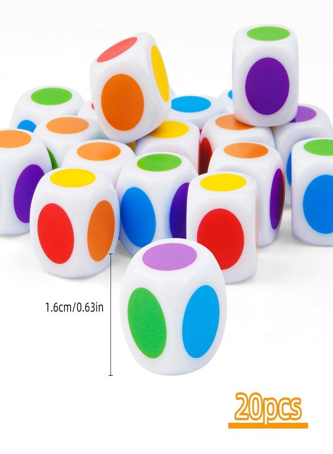 Notoke 16MM Blank on Each Face D6 Six Sided Dice 20PCS Cube Game Dice Teaching Plastic Cubes for Education Classroom Teaching Mathing Board Game Playing Rolling - Image 2