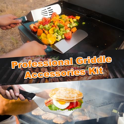 Ashihoti Official Griddle Accessories BBQ Grill Set - 20pcs Stainless Steel Barbecue Tools Kit for Blackstone with Griddle Spatula Basting Cover Grill Mats Carry Bag for Camping,Flat Top Camp Chef Utensil - Image 5