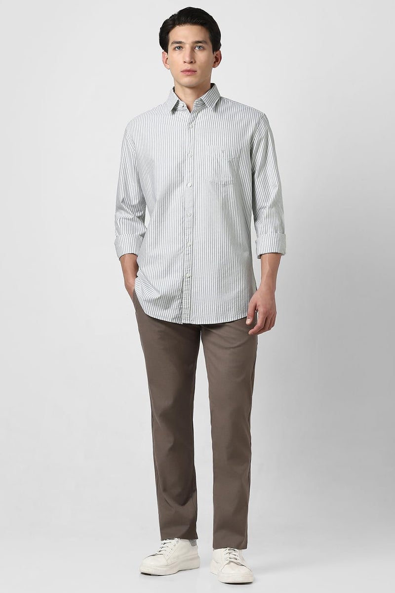 Van Heusen Men Cotton Striped Modern Fit Shirt (VSSFUSLFJ27868_Light Olive, 40 - Image 5