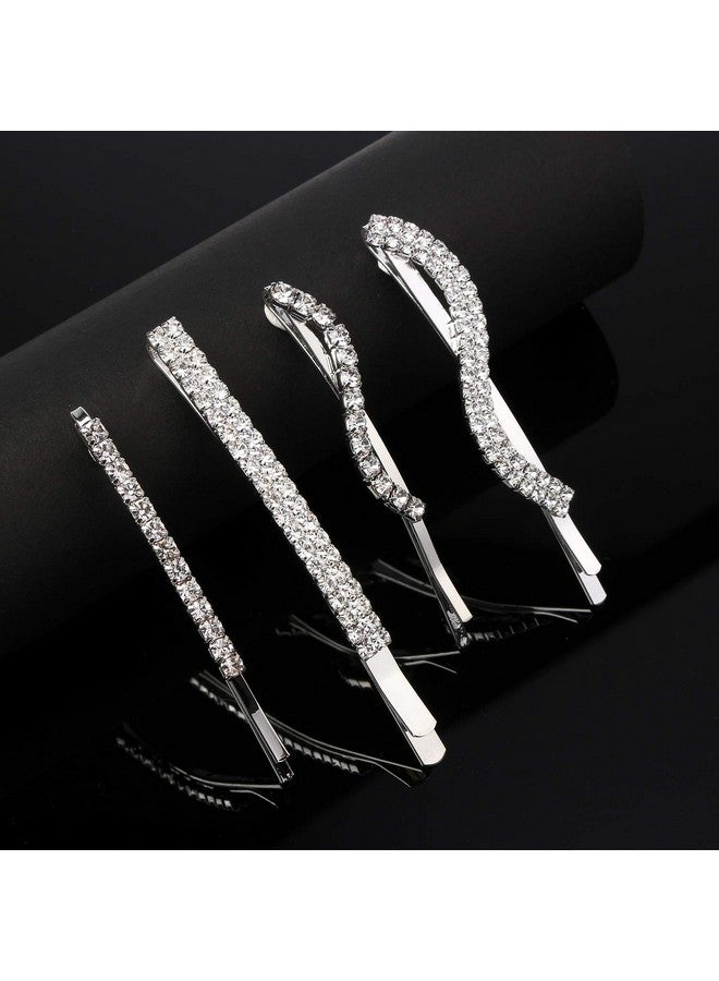 Folansy 16 Pieces Clear Rhinestone Bobby Pin Crystal Hair Pin Metal Hair Clips Decorations For Lady Women Girls4 Styles Silver - Image 4