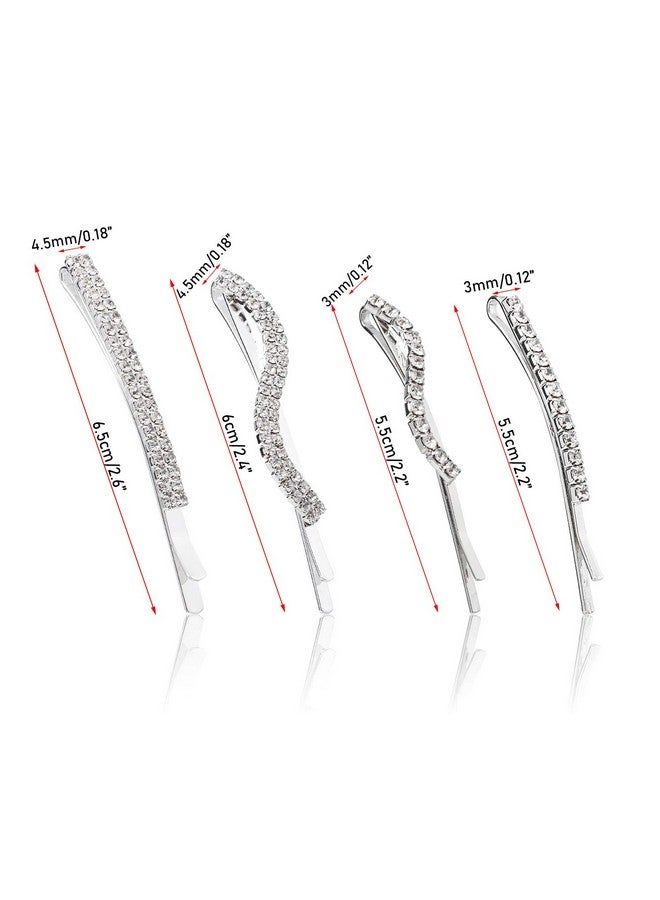 Folansy 16 Pieces Clear Rhinestone Bobby Pin Crystal Hair Pin Metal Hair Clips Decorations For Lady Women Girls4 Styles Silver - Image 2