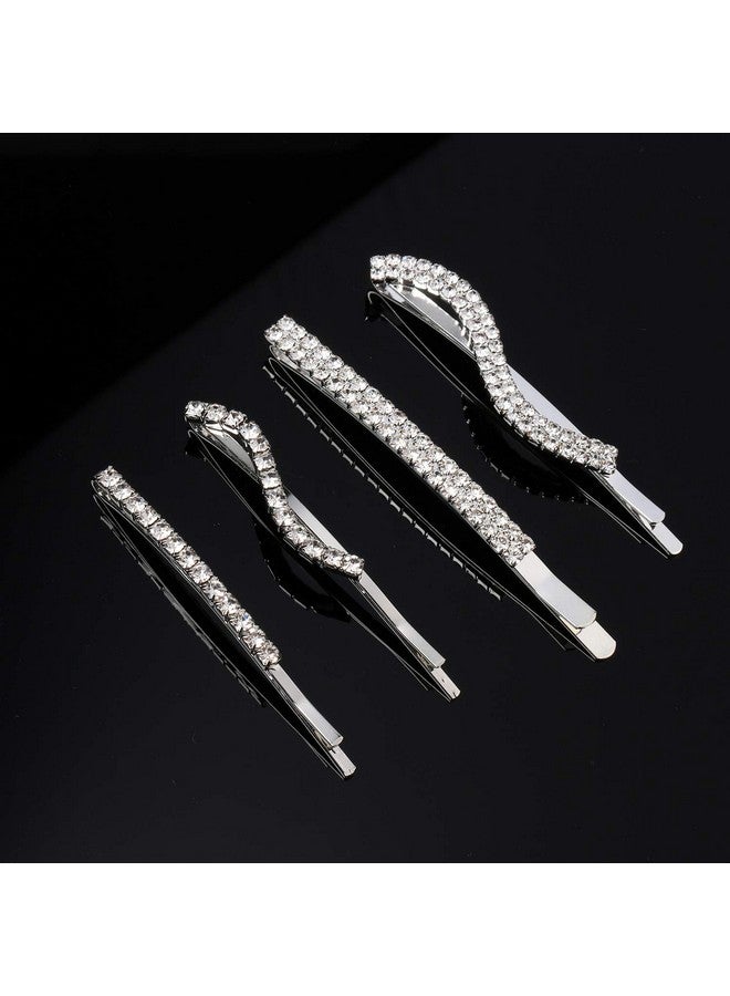 Folansy 16 Pieces Clear Rhinestone Bobby Pin Crystal Hair Pin Metal Hair Clips Decorations For Lady Women Girls4 Styles Silver - Image 3