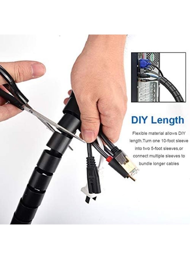 Reliancer 10FT Cable Management Sleeve Cord Bundler 0.8" Diameter Clip Zipper Wire Wrap Cord Organizer Cable Tube Hider Flexible & Expandable Home & Office Wire Concealer for PC TV Computer Cinema - Image 5