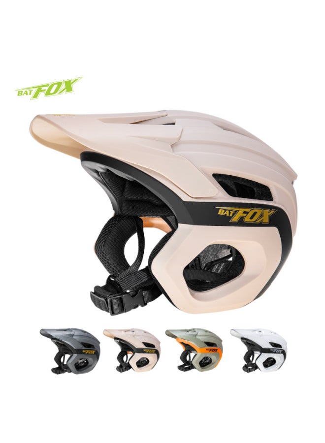 Chestnut Shell khaki Black Batfox Off-road Downhill Mountain Helmet Competition Outdoor Sports One-piece Ear Protection Cycling Helmet For Men