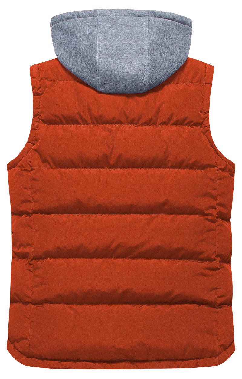 CREATMO US Men's Multiple Pockets Puffer Vest Outdoor Daily Puffy Gilet Waterproof Sleeveless Outerwear Winter Bubble Jacket Earth Red Medium - Image 2