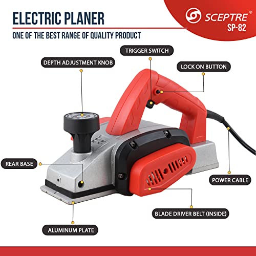 SCEPTRE SP-82 Electric Hand Planer 750W | 82mm Blade Width | 16000 RPM Heavy Duty Corded Wood Planer | Ergonomic Grip, Dust Exhaust, Heat Dissipation | Woodworking Tool (220V) - Image 2