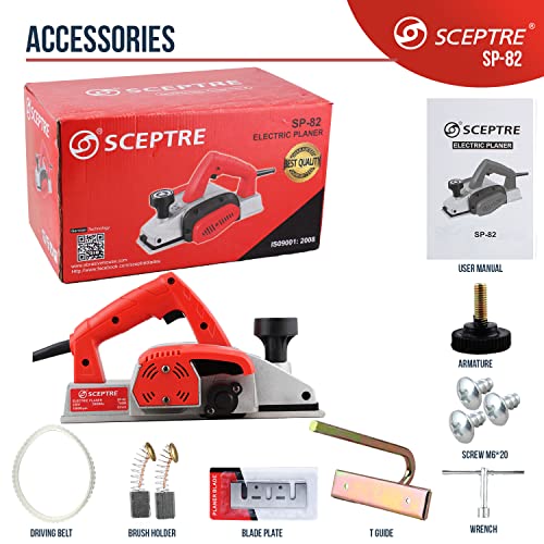 SCEPTRE SP-82 Electric Hand Planer 750W | 82mm Blade Width | 16000 RPM Heavy Duty Corded Wood Planer | Ergonomic Grip, Dust Exhaust, Heat Dissipation | Woodworking Tool (220V) - Image 3