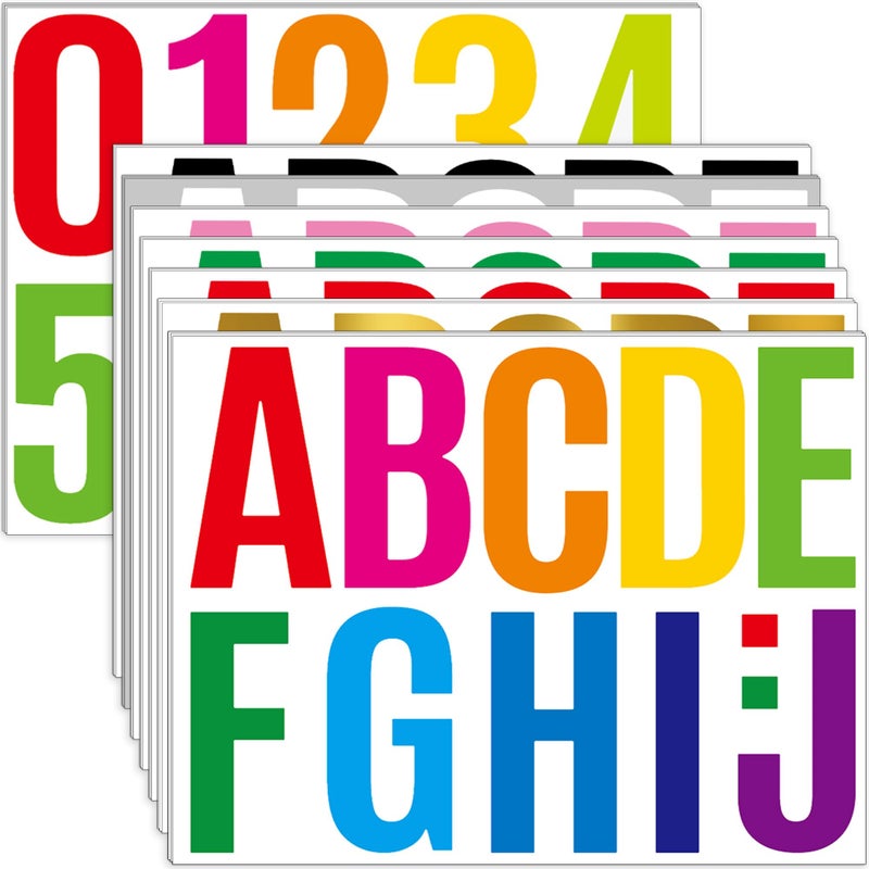 Huimdery 24 Sheets Letter Stickers Bulletin Board Letters Large 4 Inch Vinyl Alphabet Stickers Big ABC Numbers Peel and Stick for Poster Board Classroom Mailbox Crafts Window Door Decoration (Colorful) - Image 1