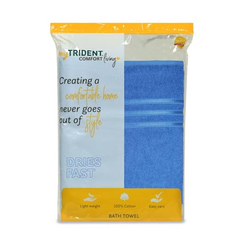MYTRIDENT Bath Towel | Comfort Living | Quick Drying | Travel Friendly | for Men/Women | 1 Piece Large Size | 100% Cotton 400 GSM | 70 x 140 cms - Ocean Blue - Image 4