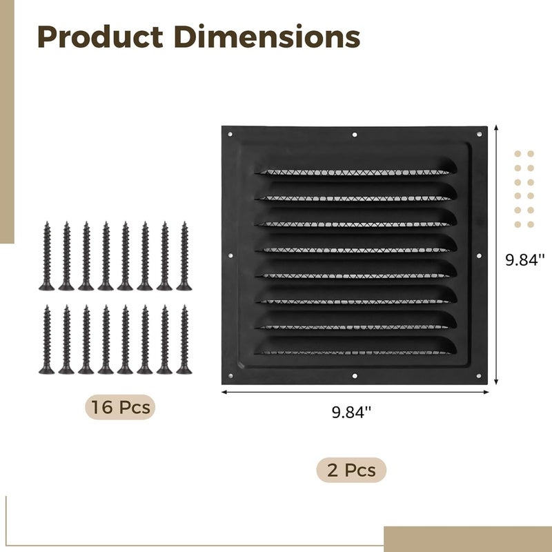 2 Pcs Exhaust Louver Vent Covers, Rainproof Stainless Steel Mesh Vents for Sheds, Garages, and More - Image 3