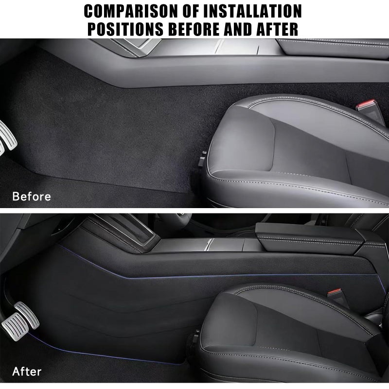 doietc 8Pcs Door Sill Protector and 2Pcs Center Console Anti-Kick Pads for Tesla Model Y Juniper 2025 2026 Front and Rear Door Pedal Kick Protection Carbon Fiber Friction Resistant Interior Accessories - Image 5