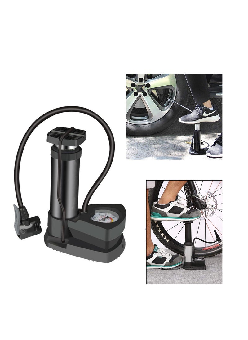 Generic - Bicycle air pump with air pressure gauge, bicycle tire blower with foot pedal function, lightweight and with ball inflation needle, suitable for all types of bicycles-from Rana store - Image 1
