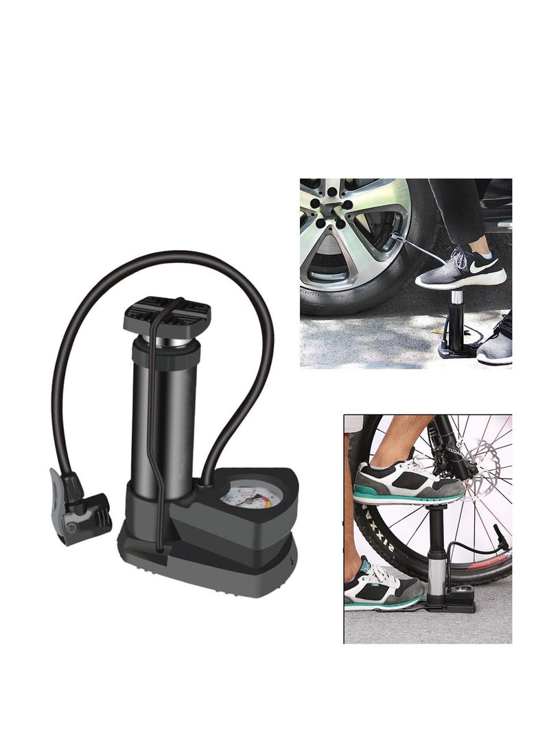 Generic - Bicycle air pump with air pressure gauge, bicycle tire blower with foot pedal function, lightweight and with ball inflation needle, suitable for all types of bicycles-from Rana store - Image 1