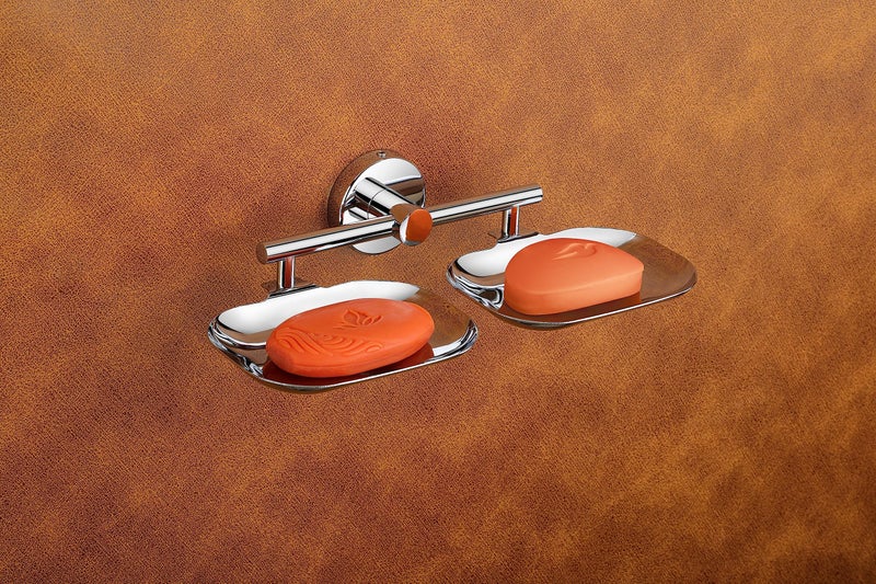iSTAR Stainless Steel Square Shape Double Soap Dish l Soap Case I Soap Holder I Soap Stand Corrosion Free Double Soap Holder with Chrome Finish (Silver, Pack of 1) - Image 2