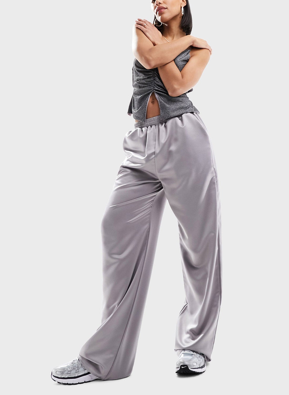 【SATIIIZ】Sanon Track Linen Pants adidas Originals Satin Trackpants for Women | Best Price Oman