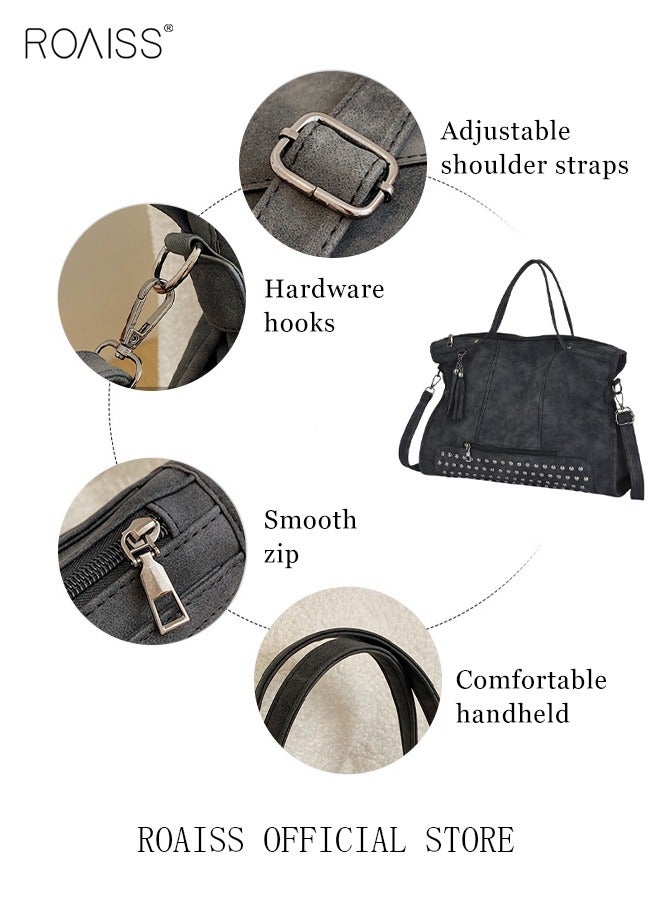 حقيبة كتف نسائية عتيقة غير لامعة حقيبة كتف عصرية ذات سعة كبيرة حقيبة محمولة من مادة البولي يوريثين سعة كبيرة حقيبة سيدة أنيقة