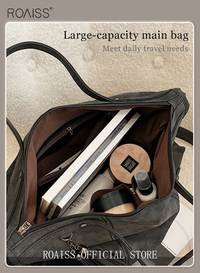 حقيبة كتف نسائية عتيقة غير لامعة حقيبة كتف عصرية ذات سعة كبيرة حقيبة محمولة من مادة البولي يوريثين سعة كبيرة حقيبة سيدة أنيقة