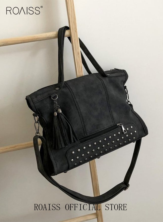 حقيبة كتف نسائية عتيقة غير لامعة حقيبة كتف عصرية ذات سعة كبيرة حقيبة محمولة من مادة البولي يوريثين سعة كبيرة حقيبة سيدة أنيقة