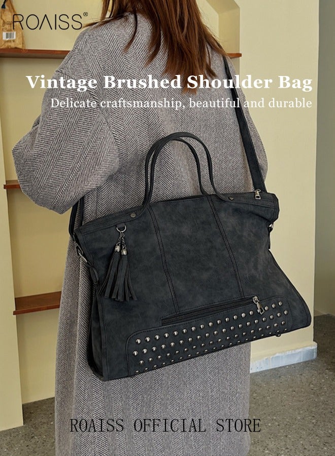 حقيبة كتف نسائية عتيقة غير لامعة حقيبة كتف عصرية ذات سعة كبيرة حقيبة محمولة من مادة البولي يوريثين سعة كبيرة حقيبة سيدة أنيقة