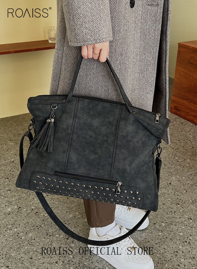 حقيبة كتف نسائية عتيقة غير لامعة حقيبة كتف عصرية ذات سعة كبيرة حقيبة محمولة من مادة البولي يوريثين سعة كبيرة حقيبة سيدة أنيقة