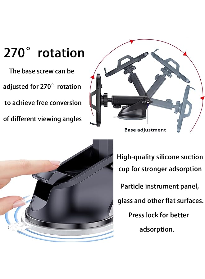 Car Phone Holder Mount - Secure & Versatile Design For Dashboard, Windshield & Air Vent. Enhanced Stability For Bumpy Roads. Hands-Free Convenience While Driving. - Image 4