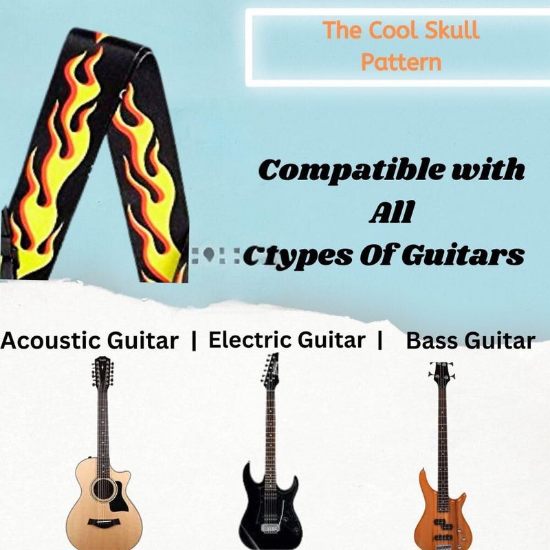 Mocking Bird Acoustic Guitar Bag Foam Padded Guitar Cover for 38, 39, 40, 41 inch with Adjustable Guitar Strap and Picks for Acoustic Electric Bass Guitar (Guitar Bag with Fire Strap) - Image 5