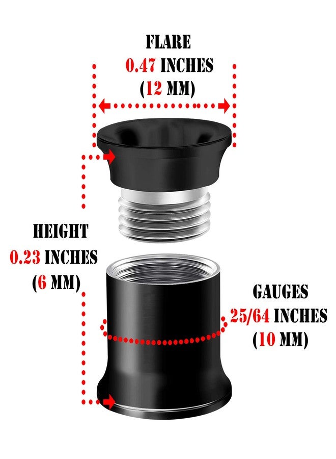 BIG GAUGES Pair Of Internally Threaded Surgical Steel Black Double Flared Piercing Jewelry Stretcher Ear Plug Earring Lobe Tunnel, Stainless Steel,Steel, - Image 3