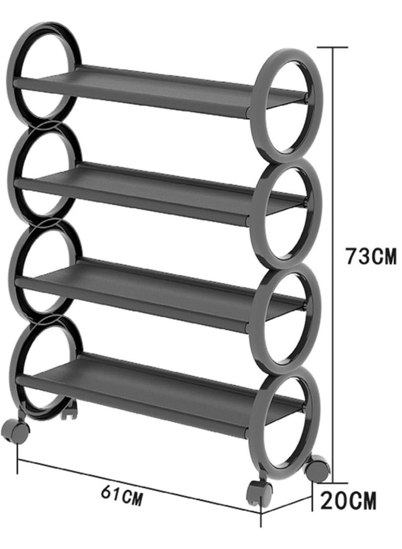 LINGWEI Plastic Shoe Rack with Wheels Portable Multi-Tier Shoe Organizer Mobile Shoe Storage Stand - Image 3