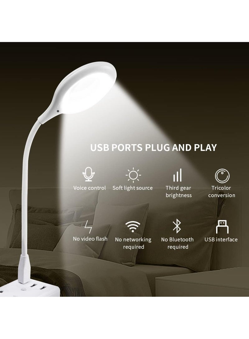 USB LED Lamp with 3 Color Modes, 360° Adjustable Gooseneck, and Dimmable Brightness