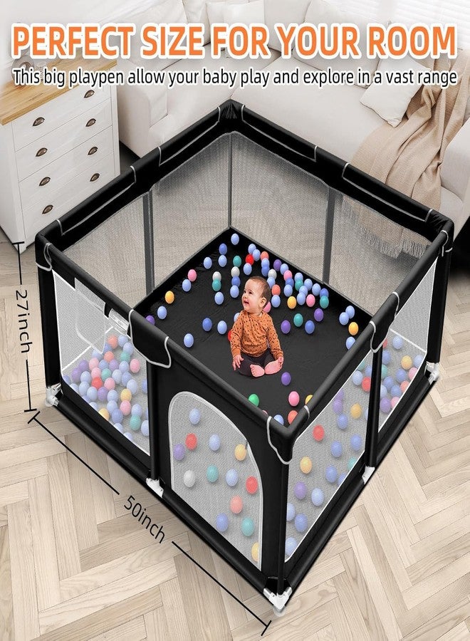 HEVASNEK Baby Playpen with Ball – Portable Play Yard with Breathable Mesh Panels | Toddler Safety Fence for Indoor & Outdoor Use for Babies, Boys & Girls (Multicolour) - Image 2