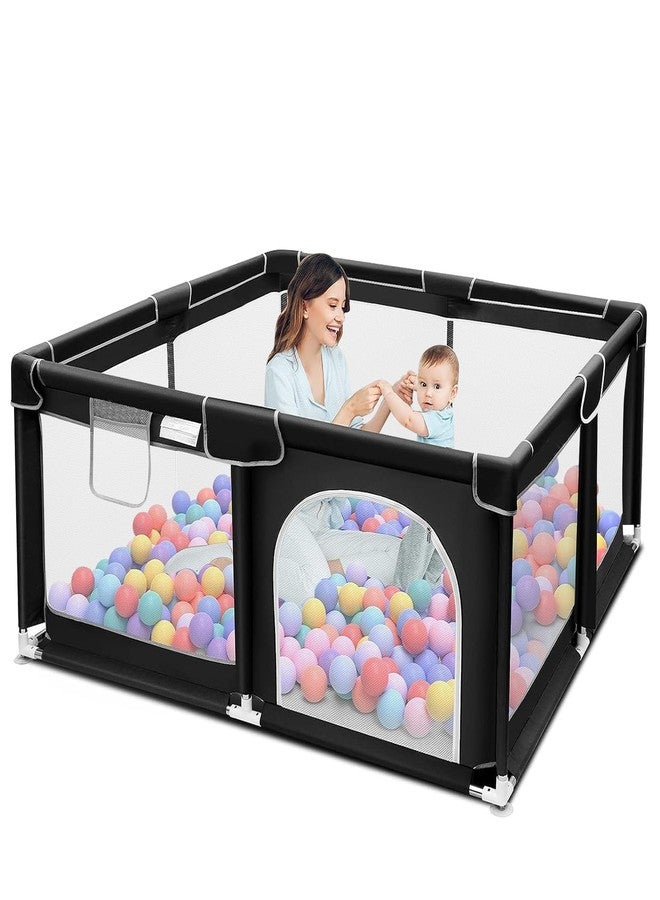 HEVASNEK Baby Playpen with Ball – Portable Play Yard with Breathable Mesh Panels | Toddler Safety Fence for Indoor & Outdoor Use for Babies, Boys & Girls (Multicolour) - Image 1