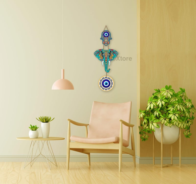 Xtore Decorative Wall Art MDF Wooden Hanger for Living Room | Bedroom | Office | Kitchen | Evil Eye | Nazar Raksha | Modern Art - Pack of 1 - Image 3
