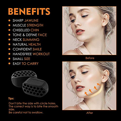 MAYCREATE® Jawline Exerciser, jaw exerciser for Women & Men, Jaw Trainer Jawline shaper jaw Workout, Double Chin Reducer, Face Slimmer and Neck Toning, Define Your Jawline (Black, Pack of 2) - Image 3