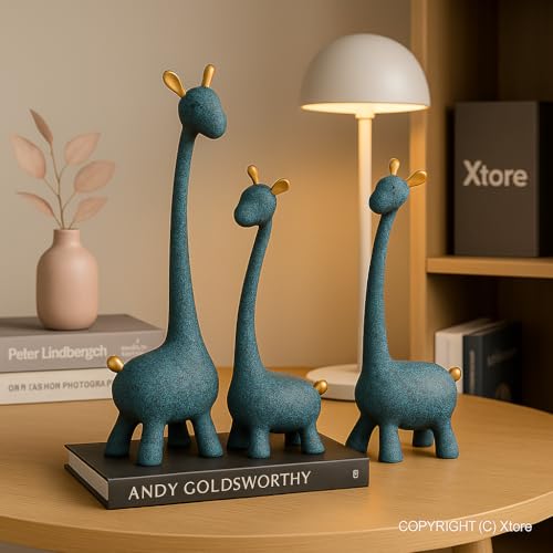 LADROX® Giraffe Sculpture Family of Three Statues Handicraft Resin Sculptures for Home Decoration, Figurine Accessories, Art Gifts, Crafts, Desk Ornaments (Pack of 3, Blue Color) - Image 5