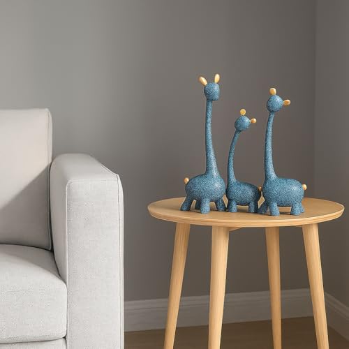 LADROX® Giraffe Sculpture Family of Three Statues Handicraft Resin Sculptures for Home Decoration, Figurine Accessories, Art Gifts, Crafts, Desk Ornaments (Pack of 3, Blue Color) - Image 4