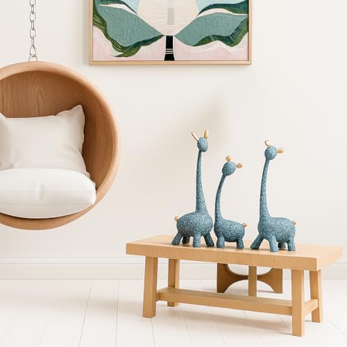 LADROX® Giraffe Sculpture Family of Three Statues Handicraft Resin Sculptures for Home Decoration, Figurine Accessories, Art Gifts, Crafts, Desk Ornaments (Pack of 3, Blue Color) - Image 3
